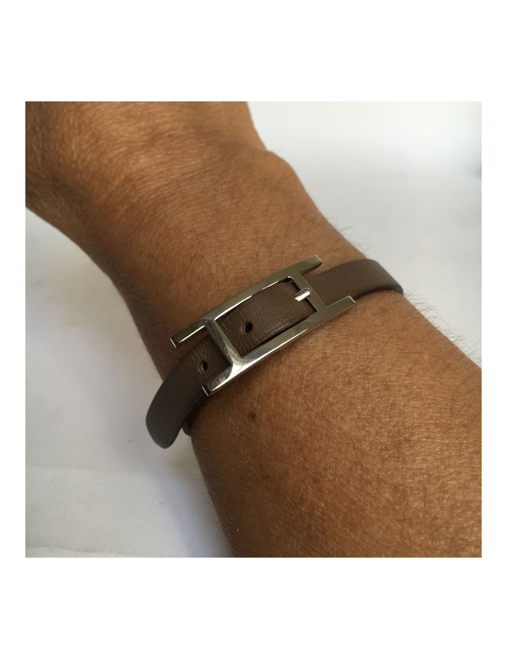 Bracelet 'Be happy' HERMES cuir étoupe