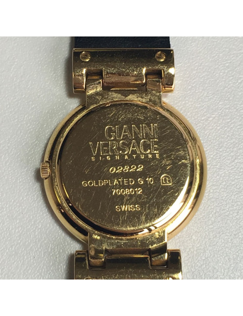 VERSACE "Signature Médusa" watch in gold plate and black leather