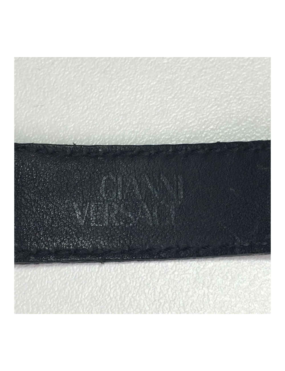 VERSACE "Signature Médusa" watch in gold plate and black leather