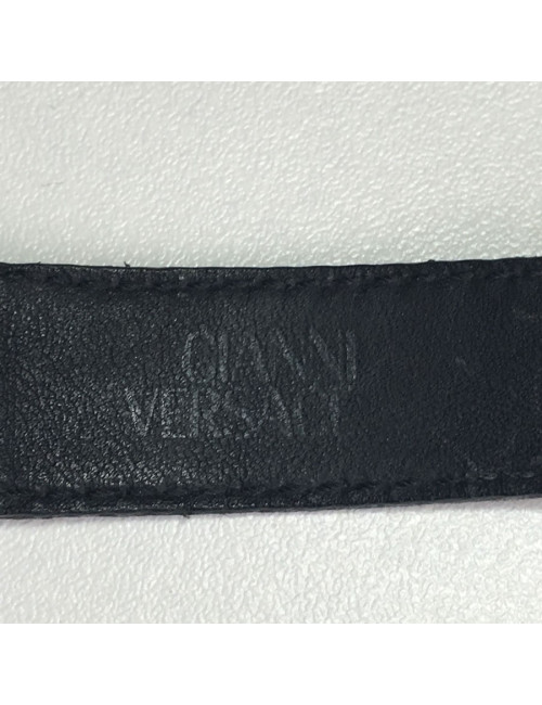 VERSACE "Signature Médusa" watch in gold plate and black leather