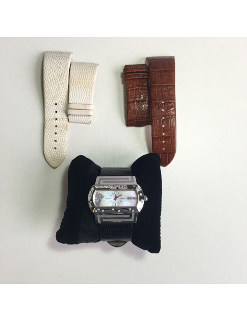 xxx Montre VERSACE en acier et cuir 