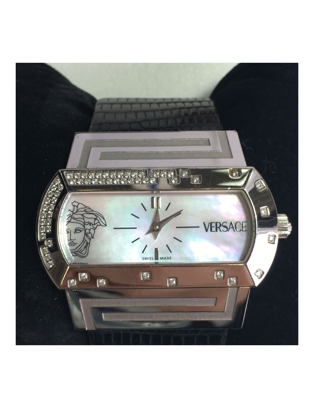 Steel and leather VERSACE watch