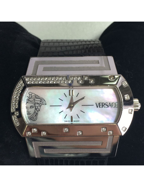 xxx Montre VERSACE en acier et cuir 