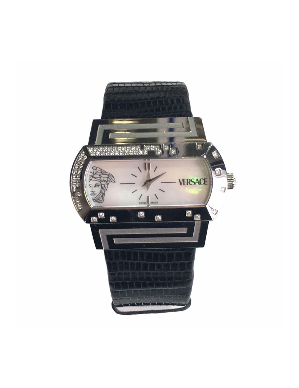 Steel and leather VERSACE watch
