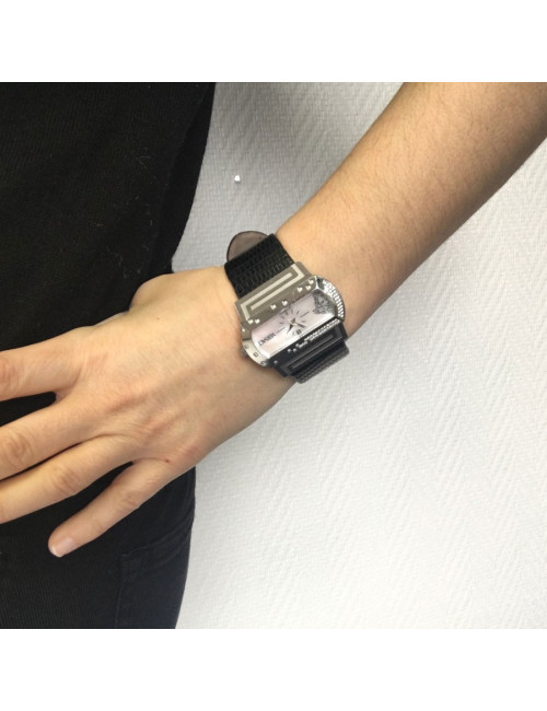 Steel and leather VERSACE watch