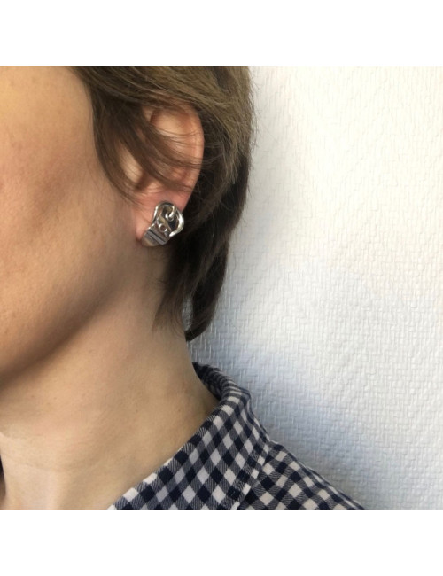 HERMES nails in Sterling Silver earrings