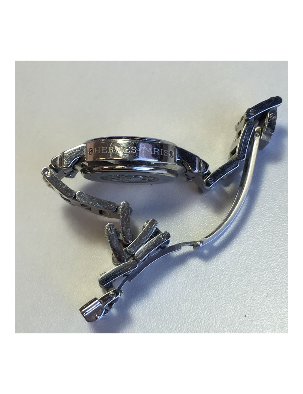 xxx A NETTOYER Montre HERMES Clipper chrono en acier