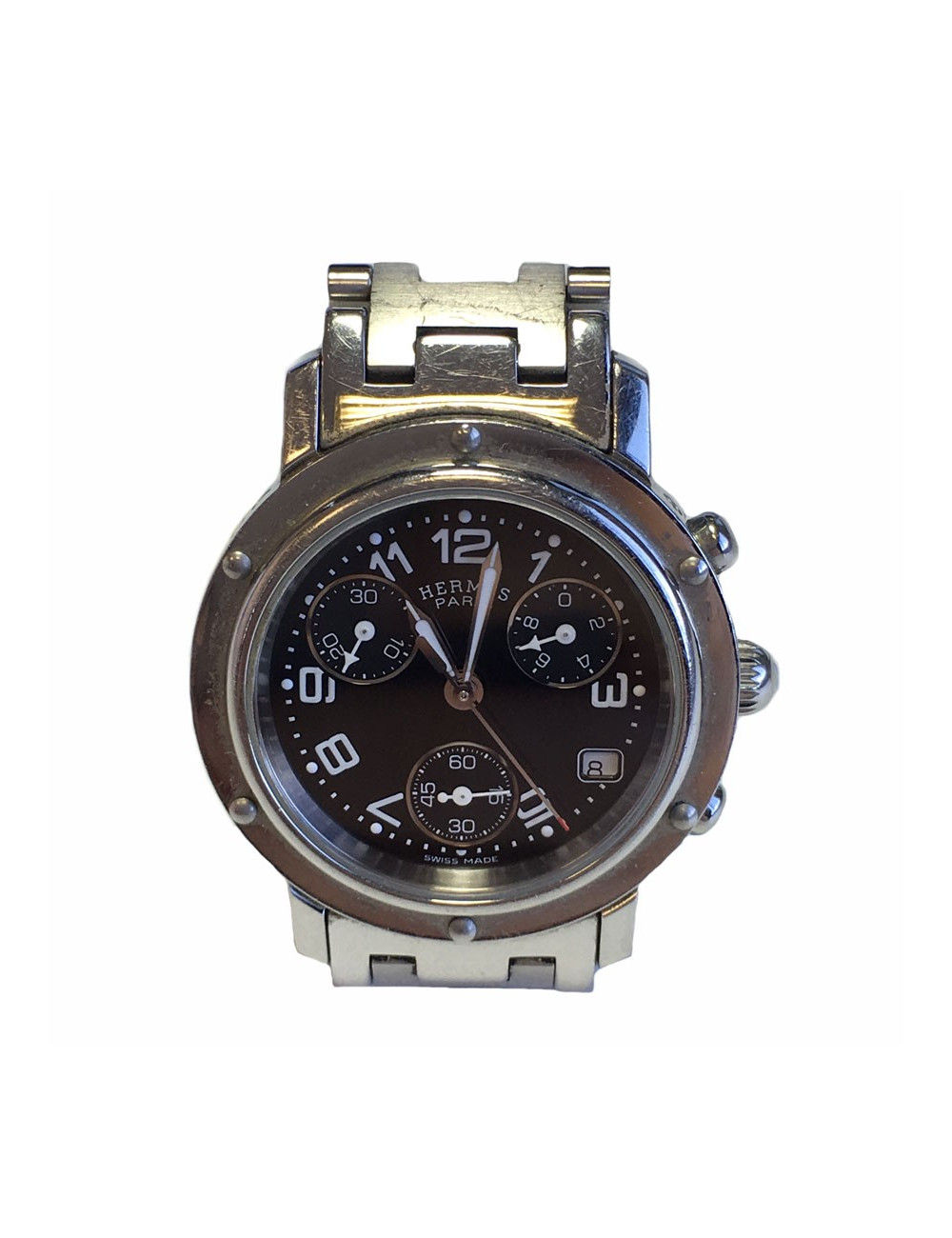 HERMES Clipper chrono steel watch
