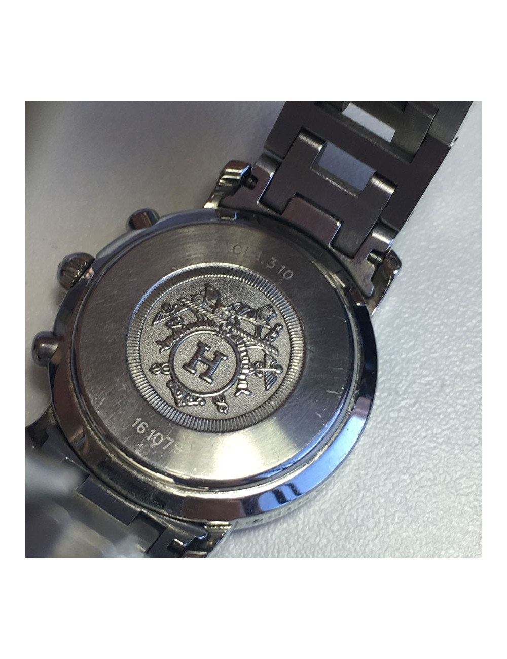 HERMES Clipper chrono steel watch