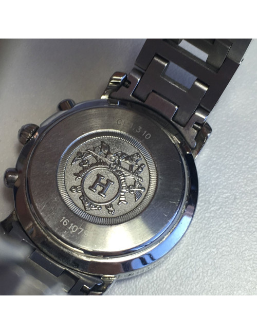HERMES Clipper chrono steel watch