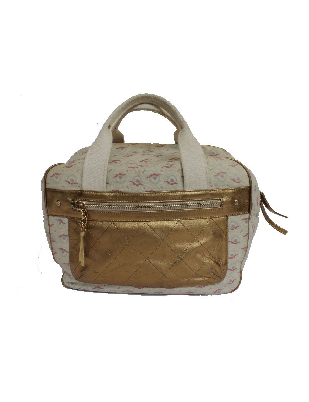 Sac CHANEL en toile et cuir doré