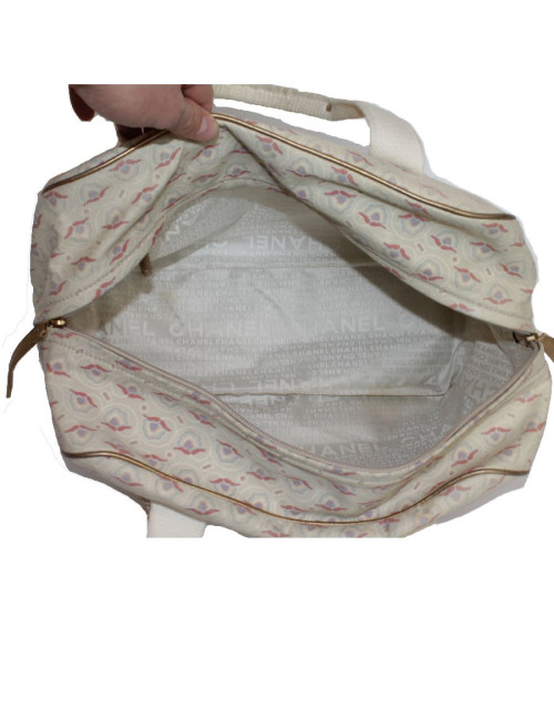 Sac CHANEL en toile et cuir doré