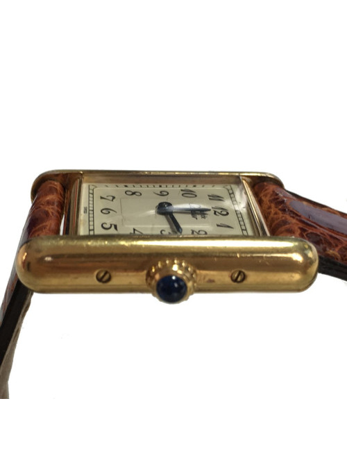 CARTIER Tank vermeil and Brown croco collection watch