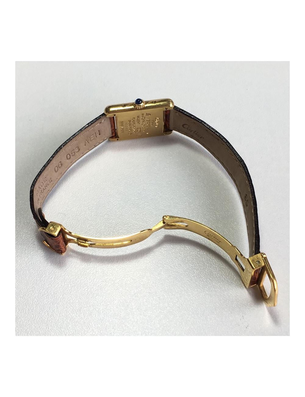 Montre CARTIER collection Tank en vermeil et croco marron