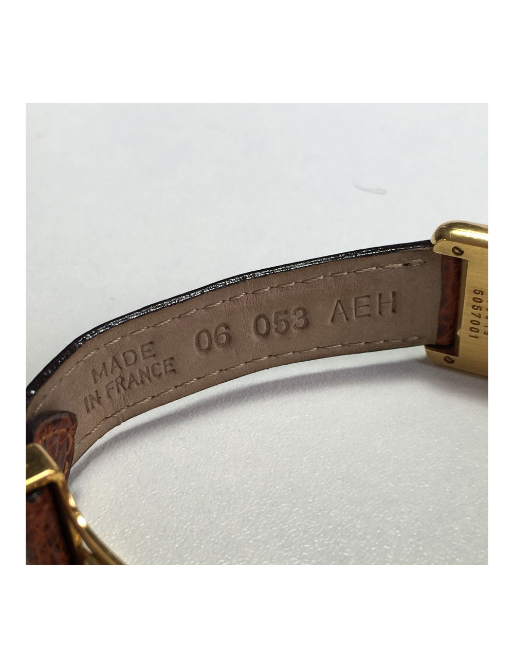 Montre CARTIER collection Tank en vermeil et croco marron