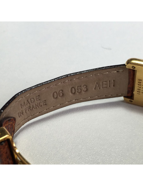 CARTIER Tank vermeil and Brown croco collection watch