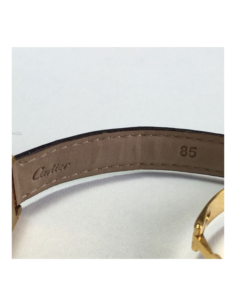 CARTIER Tank vermeil and Brown croco collection watch