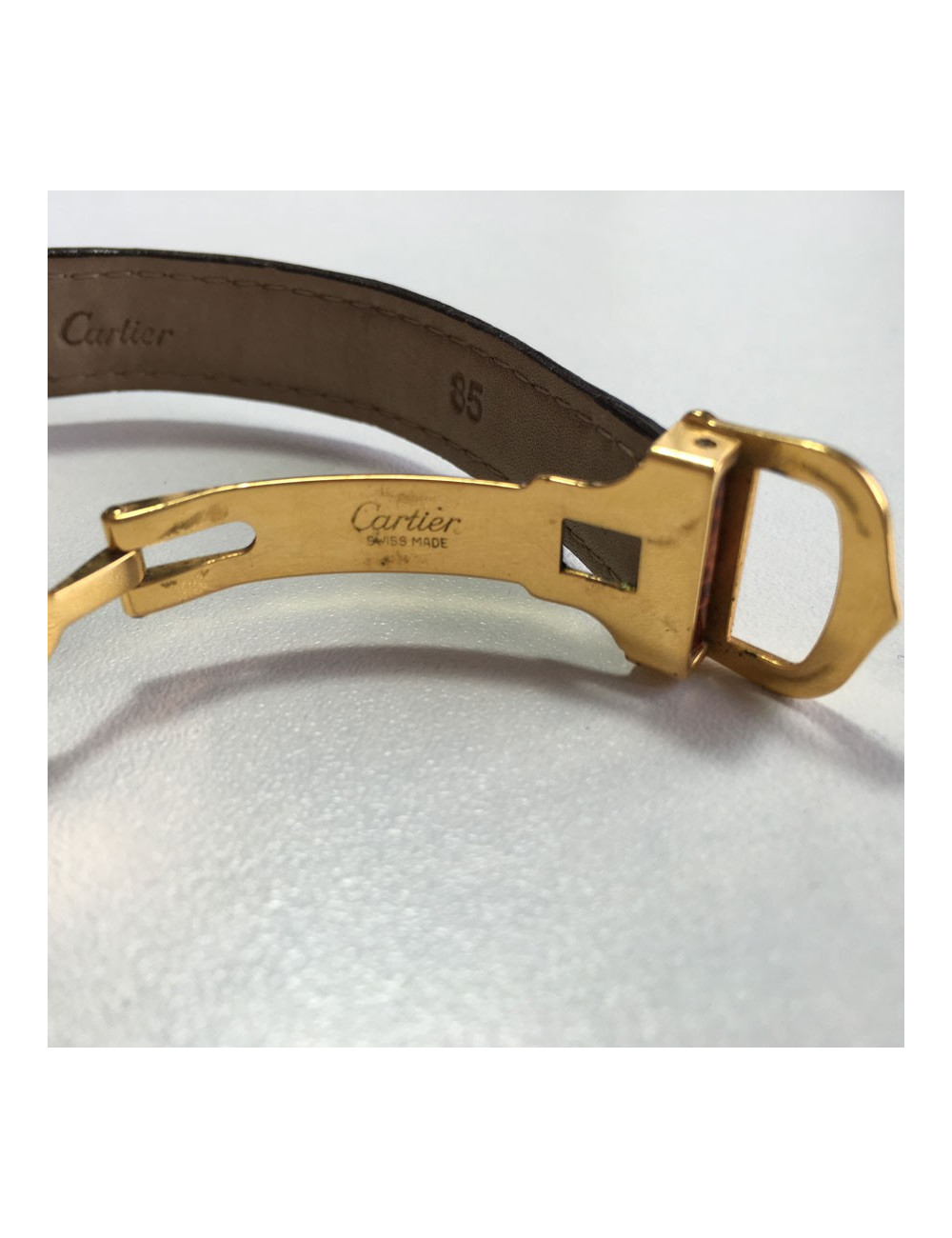 Montre CARTIER collection Tank en vermeil et croco marron