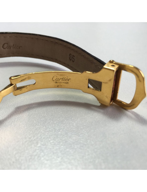 Montre CARTIER collection Tank en vermeil et croco marron
