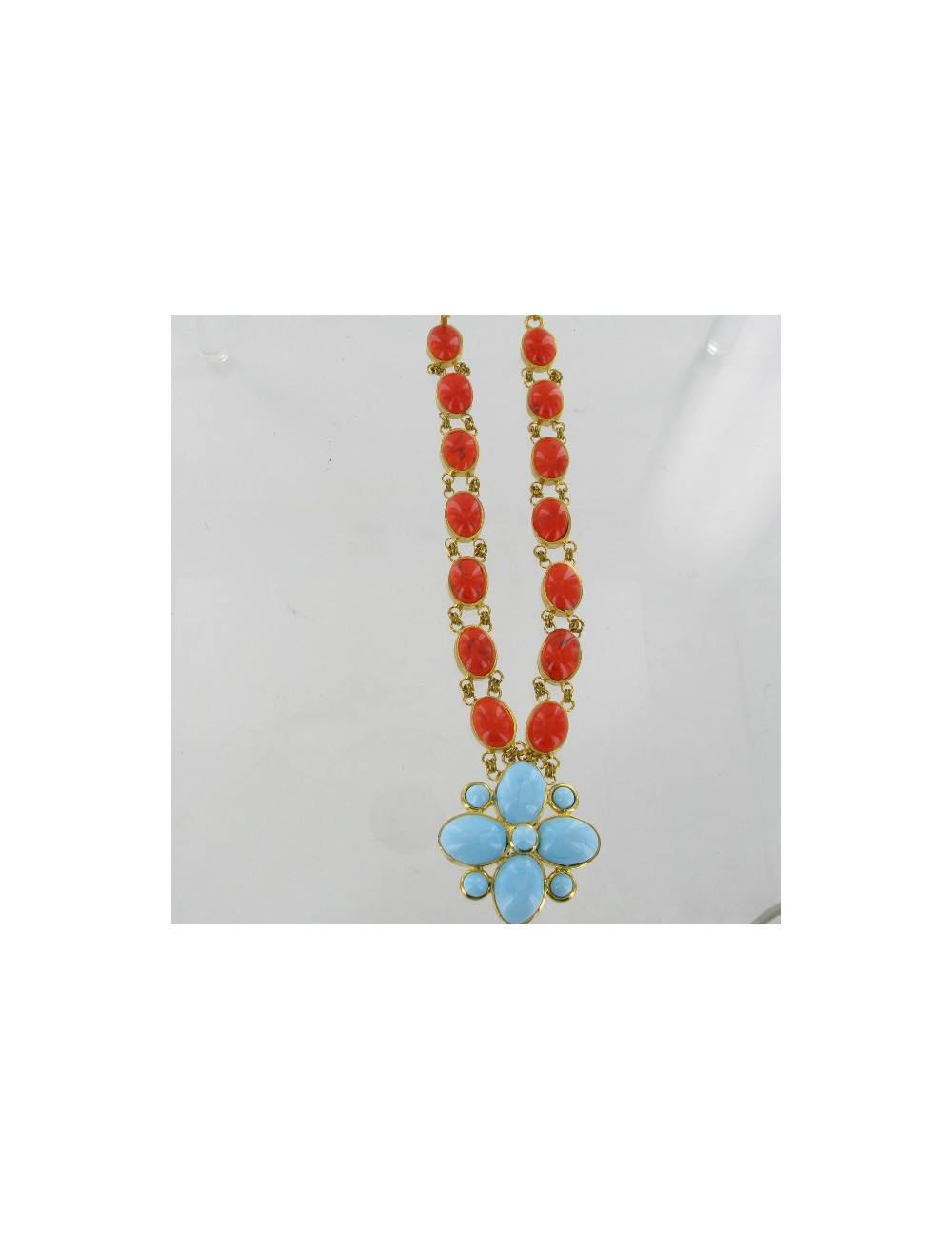 Collier Marguerite de Valois en pâte de verre multicolore