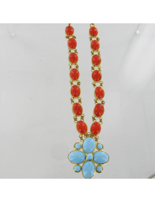 Collier Marguerite de Valois en pâte de verre multicolore