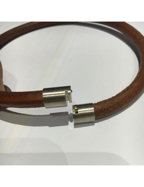 Tour de cou HERMES en cuir marron