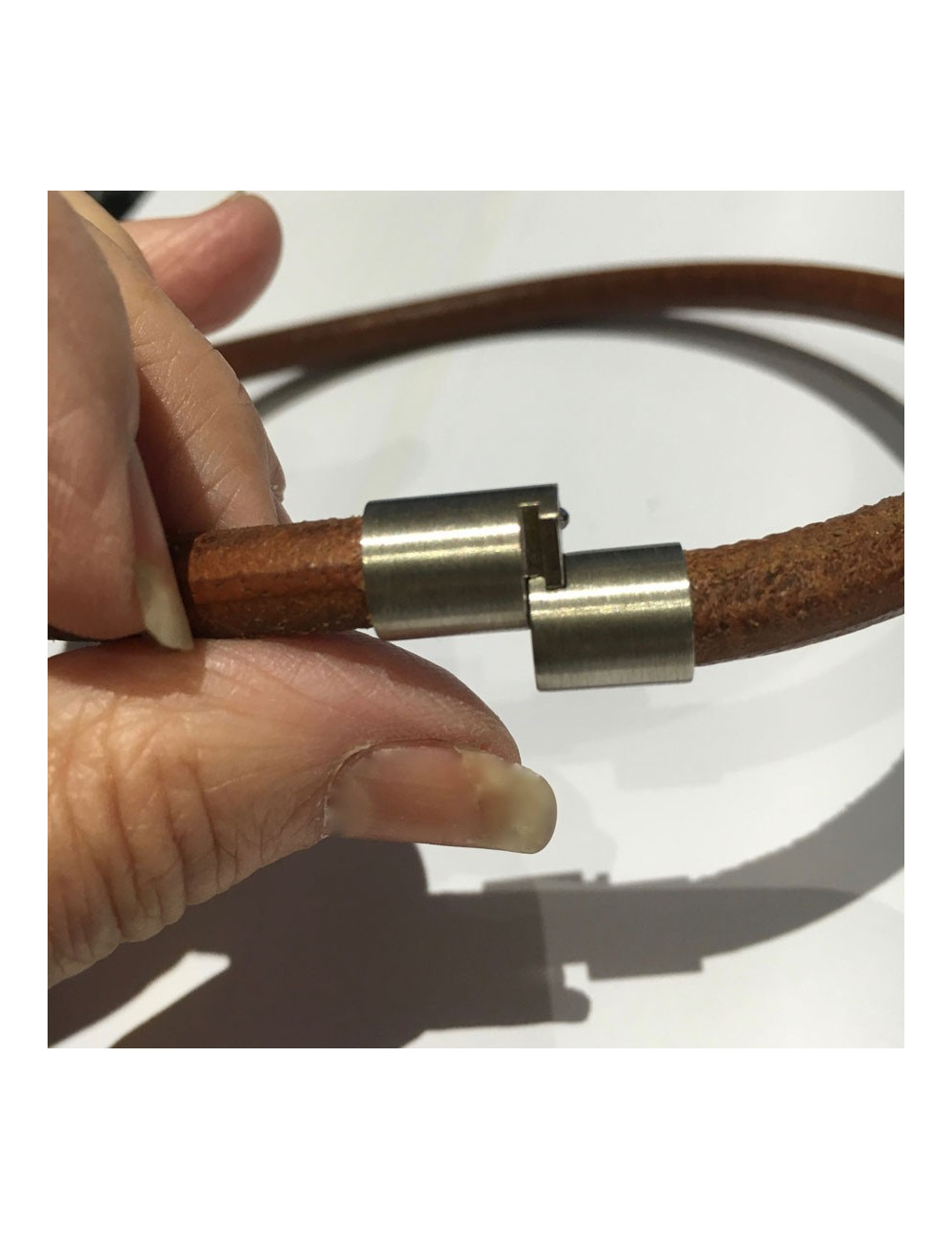 HERMES brown leather choker