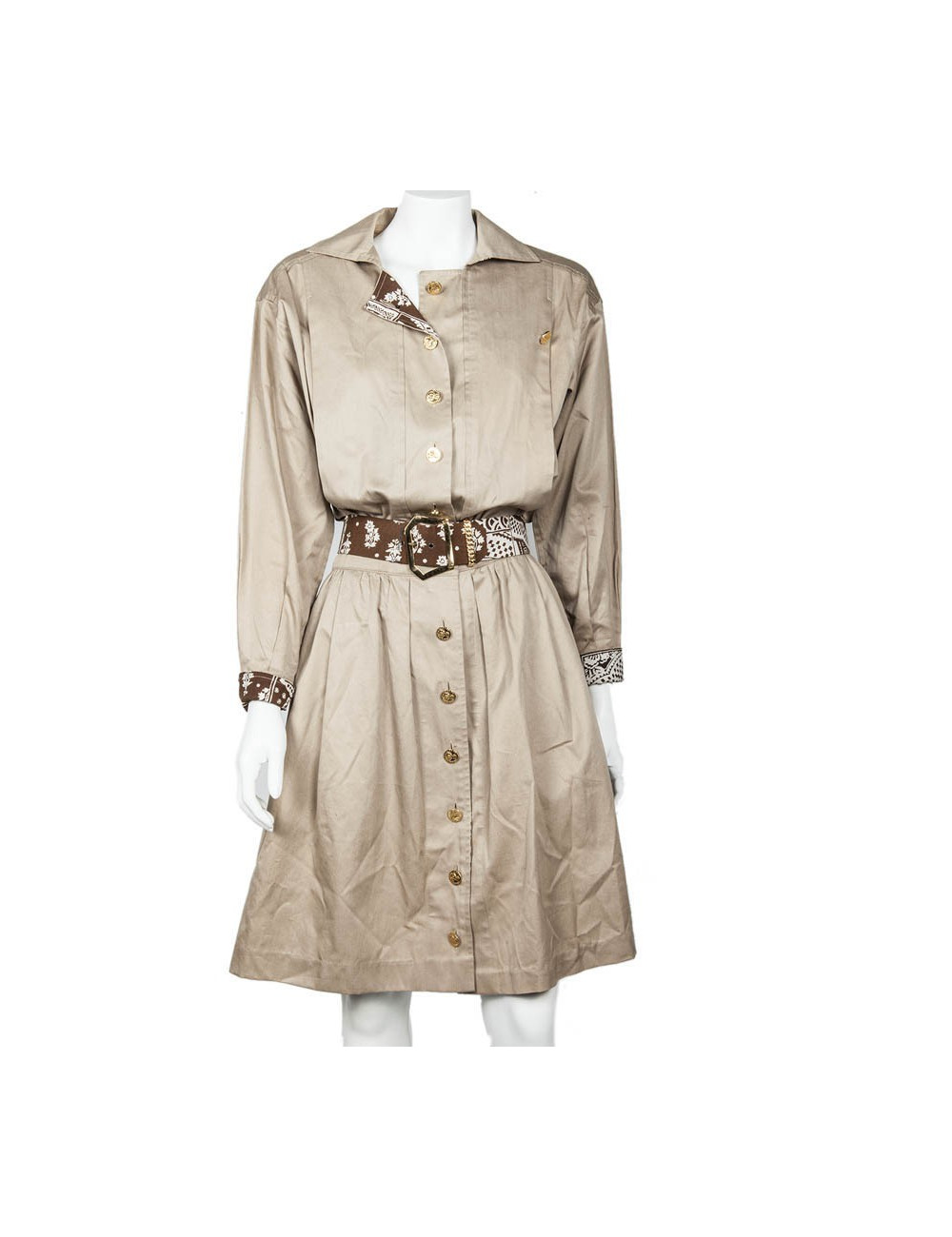 Robe CHANEL vintage beige et marron
