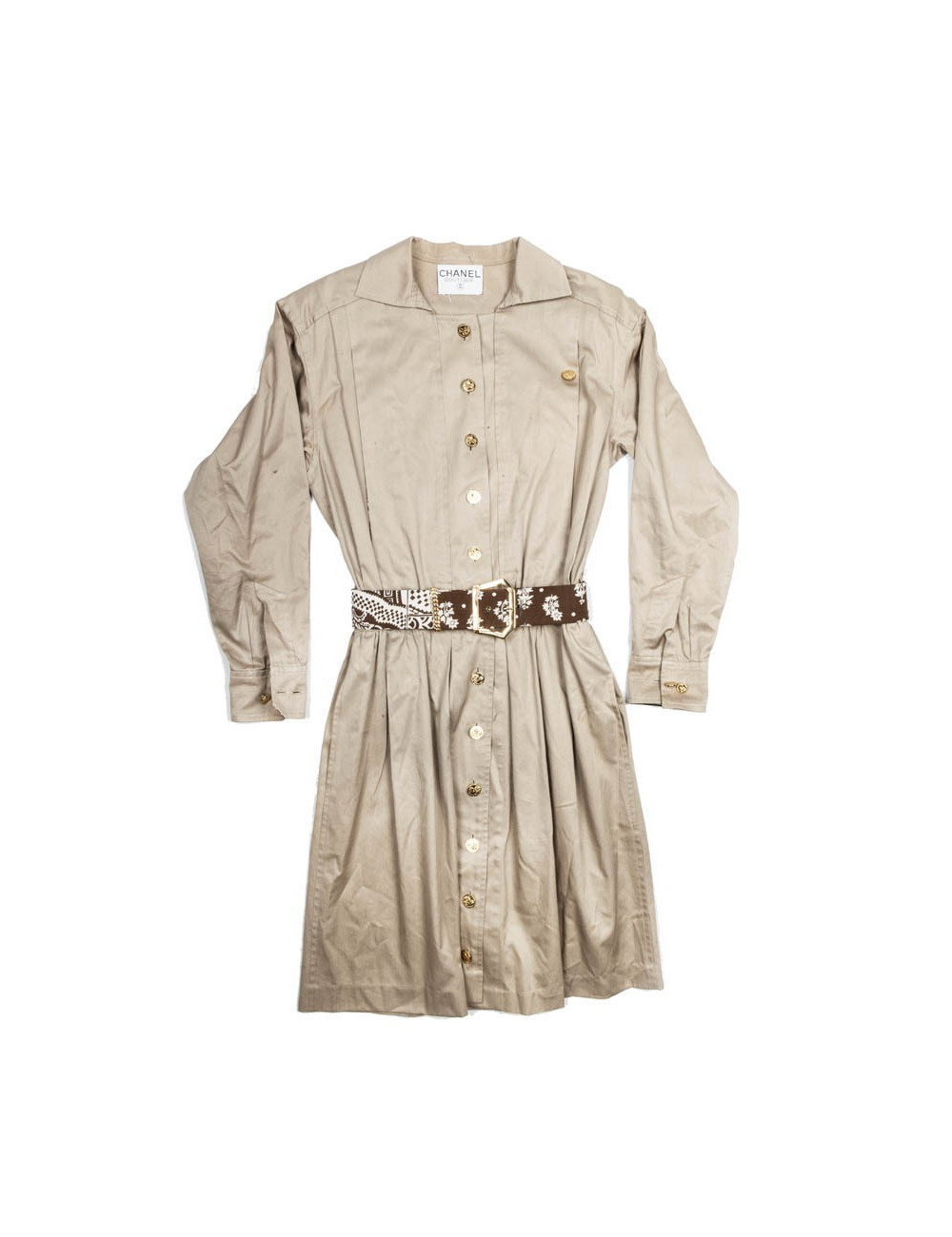 Robe CHANEL vintage beige et marron