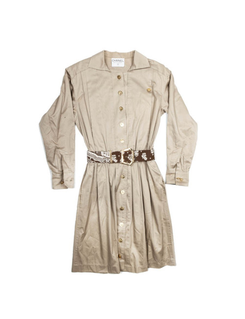 Robe CHANEL vintage beige et marron