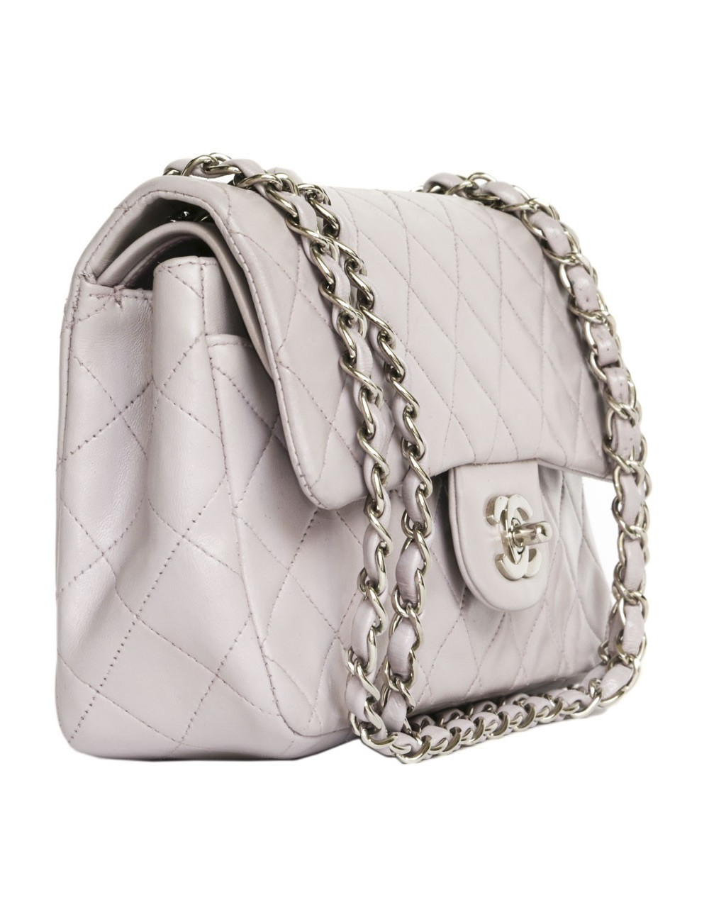 Sac timeless CHANEL cuir d'agneau mauve