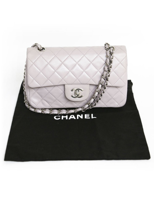 Sac timeless CHANEL cuir d'agneau mauve