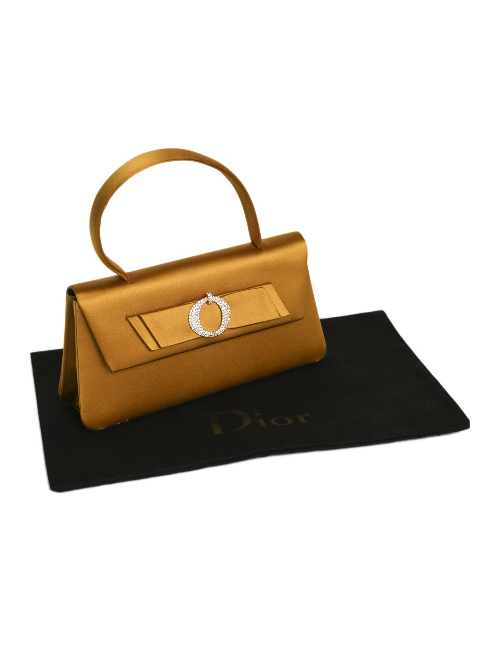 Mini sac CHRISTIAN DIOR en satin de soie jaune