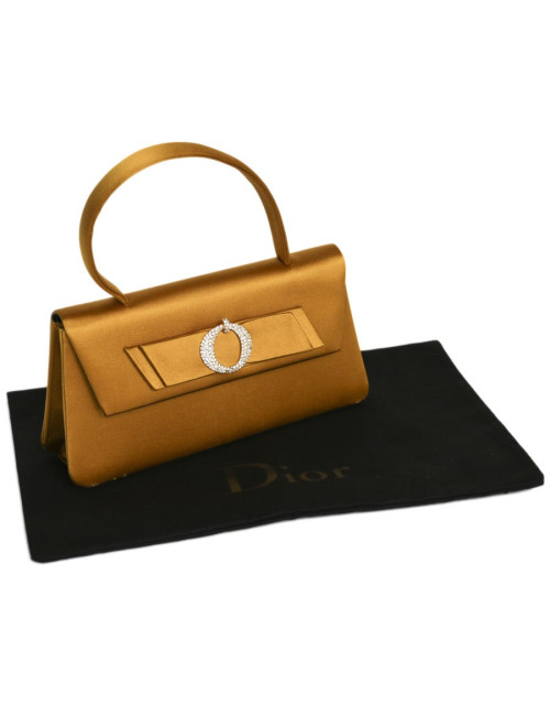 Mini sac CHRISTIAN DIOR en satin de soie jaune