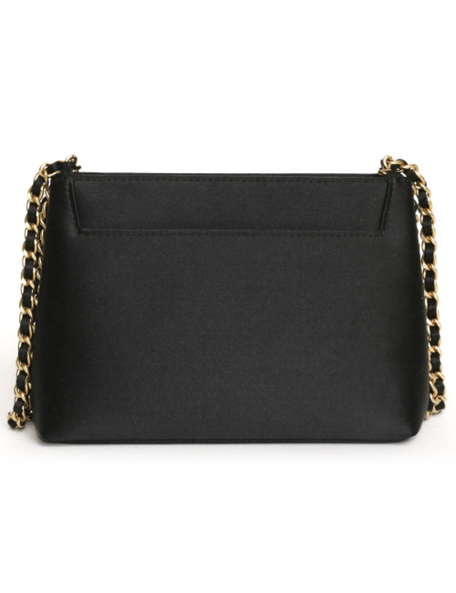 CHANEL Set evening bag in black satin with earrings and ring