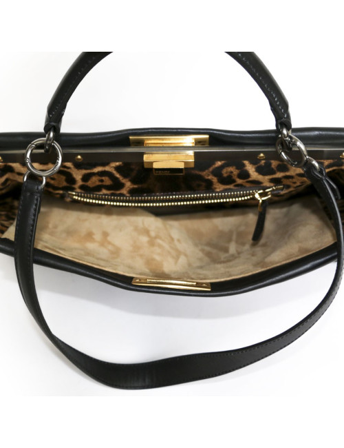 Sac Peekaboo FENDI cuir d'agneau noir