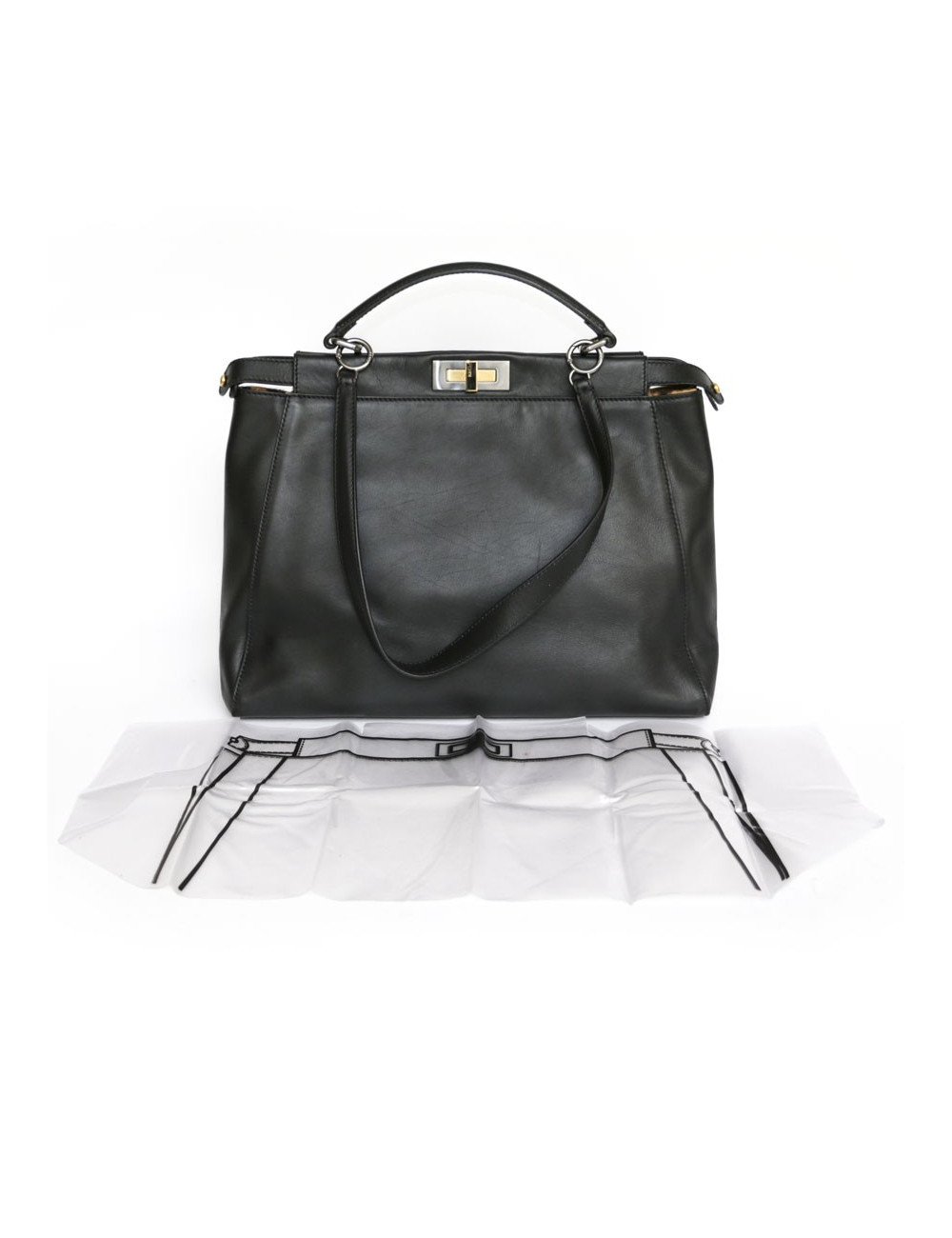Sac Peekaboo FENDI cuir d'agneau noir