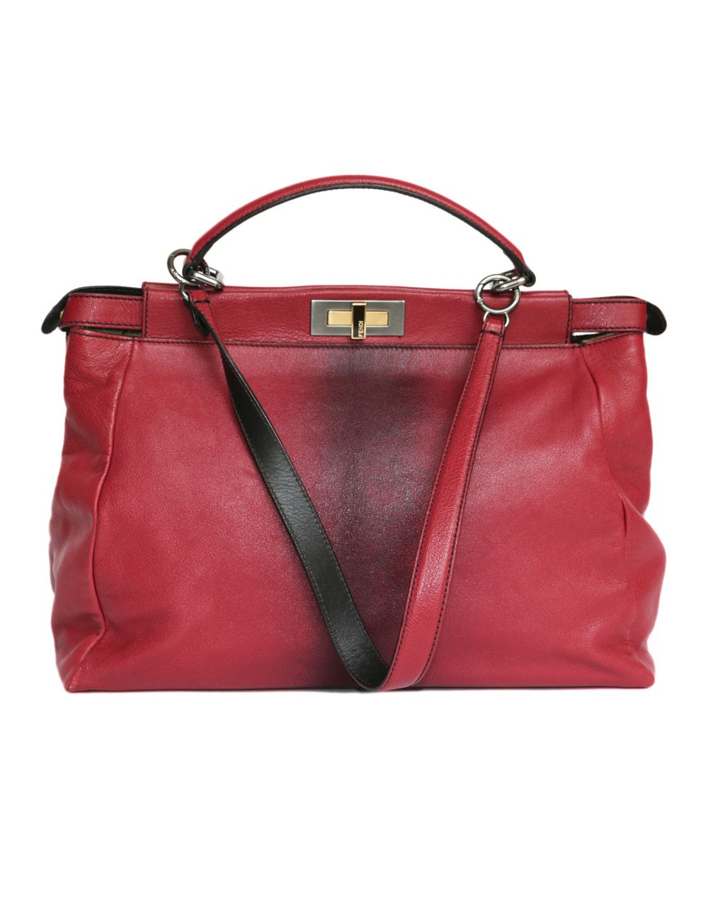 Sac Peekaboo FENDI cuir framboise 