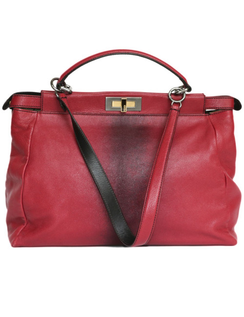 Sac Peekaboo FENDI cuir framboise 