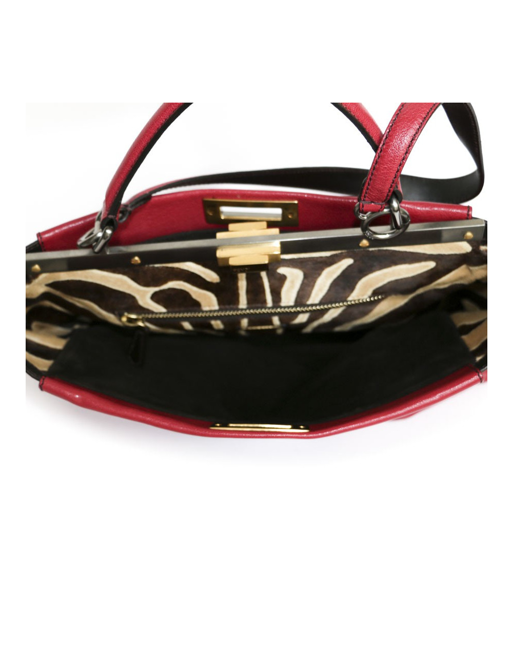 Sac Peekaboo FENDI cuir framboise 