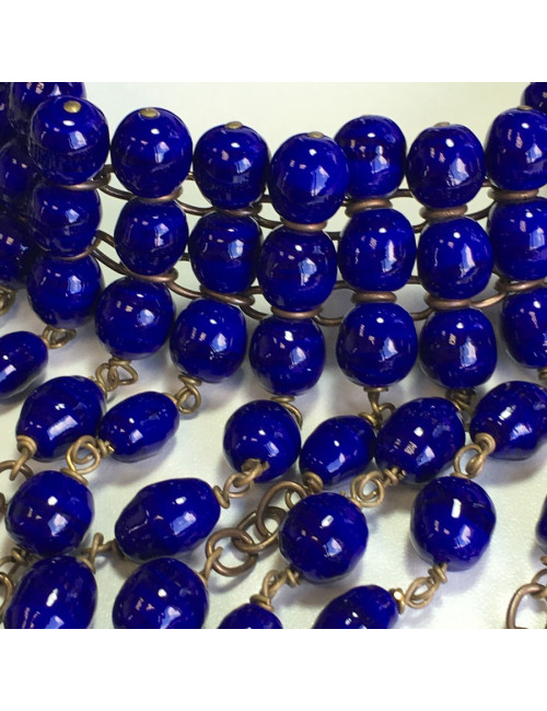 MARGUERITE de VALOIS couture sapphire blue molten glass choker necklace