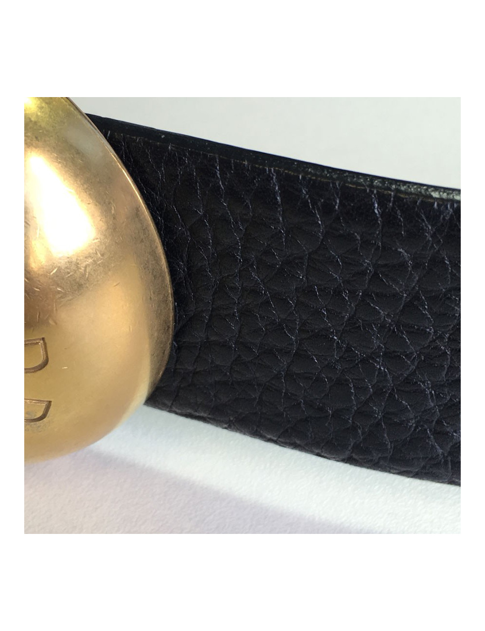 DOLCE GABBANA & leather black leather and Golden round buckle belt