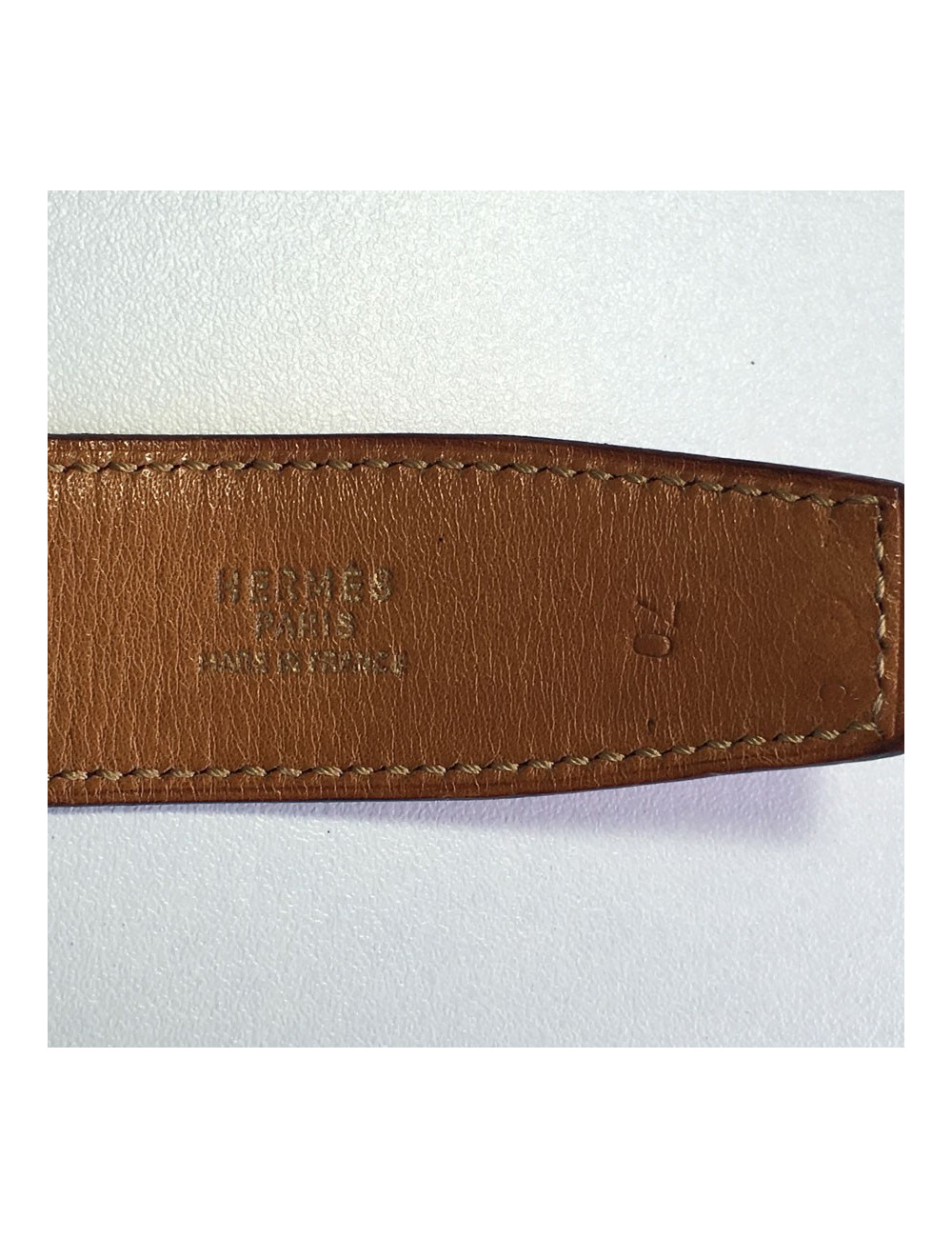 Ceinture kelly HERMES en cuir Courchevel framboise