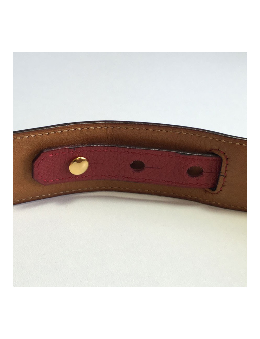 Belt HERMES kelly Courchevel raspberry leather