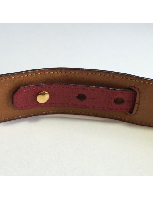 Ceinture kelly HERMES en cuir Courchevel framboise