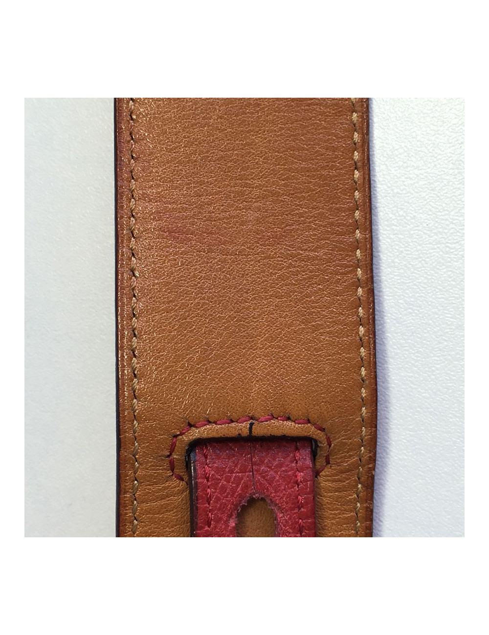 Belt HERMES kelly Courchevel raspberry leather