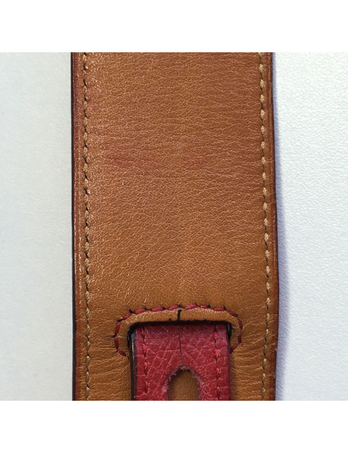 Belt HERMES kelly Courchevel raspberry leather