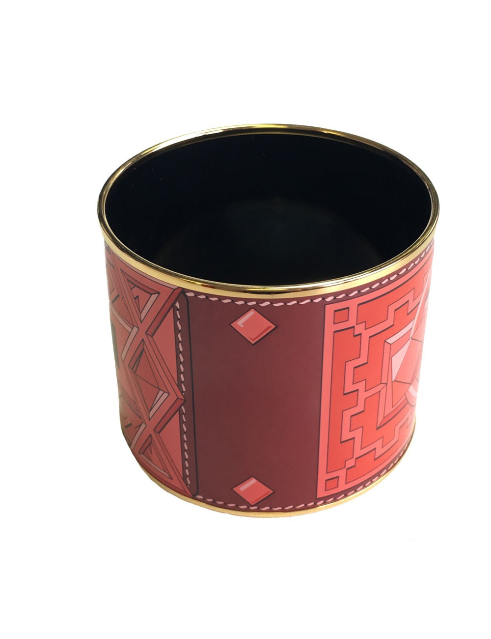 Bracelet HERMES large en émail rouge et rose