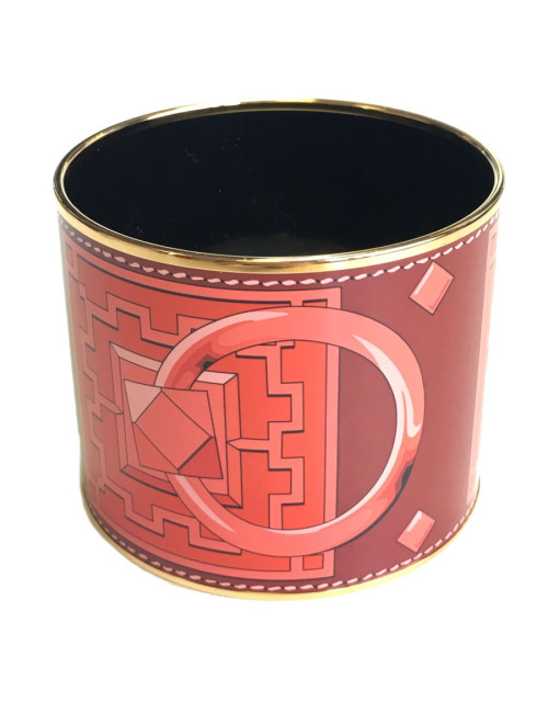 HERMES mega wide bracelet in red and pink enamel