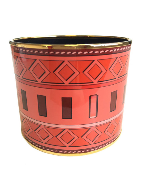 Bracelet HERMES large en émail rouge et rose